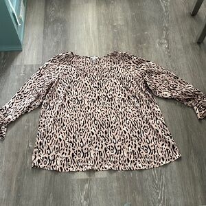 Bar III Animal Print V-Neck Blouse with Ruffle Sleeves